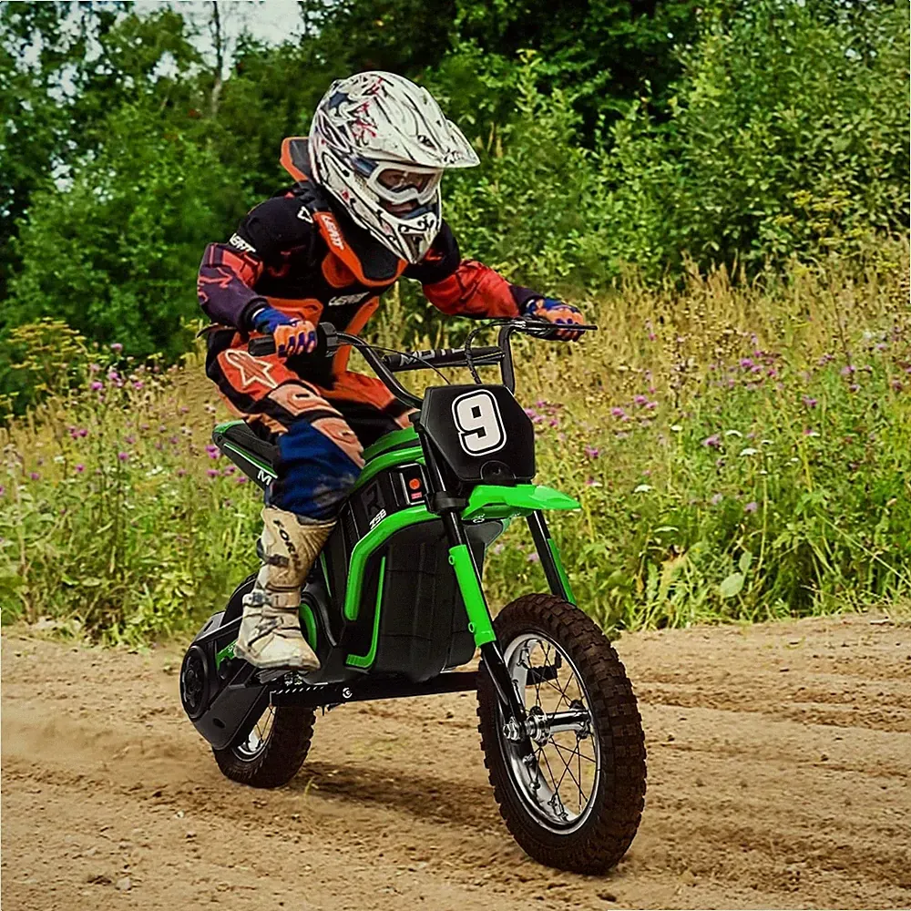 24V Off-Road Electric Motorcycle for Kids 8-14, Rear-Wheel Drive Dirt Bike