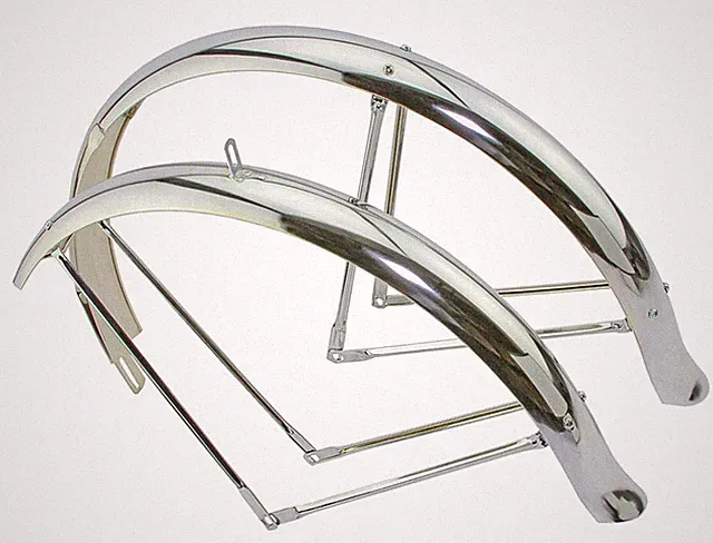 26" BEACH CRUISER DUCKTAIL BICYCLE STANDARD FENDER SET CHROME MIDDLEWEIGHT 68MM.
