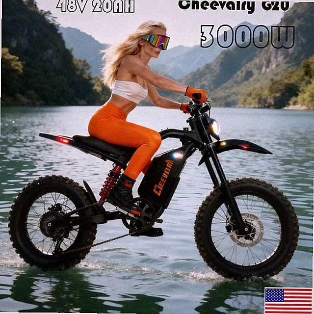 3000W Electric Dirt Bike 48V 20Ah 20" x 4.0 Fat Tire E-bikes 37MPH Commuter Bike