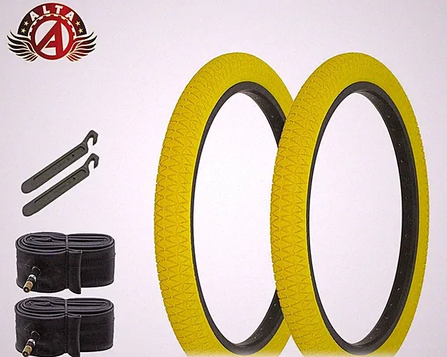 Alta Performance BMX BICYCLE 20"x1.95" X-PERFORMER FREESTYLE YELLOW TIRE 6PC SET