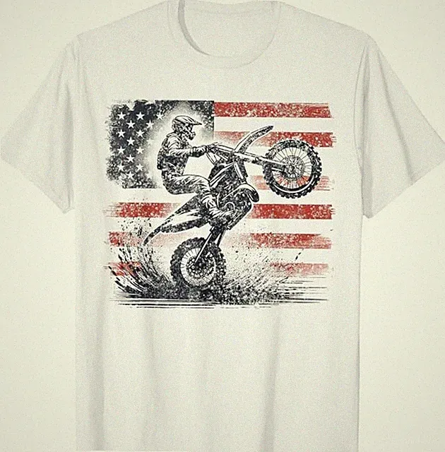 Dirt Bike American Flag Motocross T-Shirt