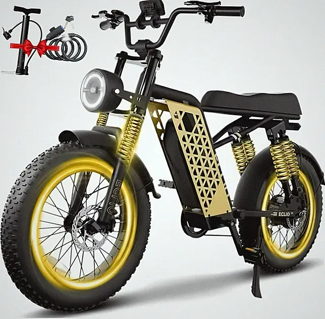 ECLIO 20" Electric Bike Peak 1200W 48V 28MPH Fat Tire Electric Dirt Bike Ebike