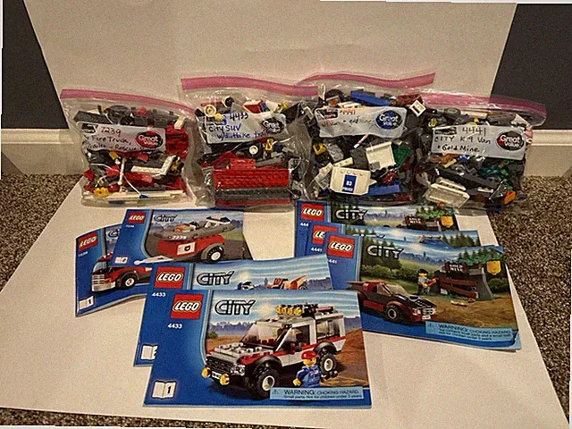 LEGO City 3 Sets 7239 4433 4441 Bagged Fire Truck K-9 And Dirt Bikes