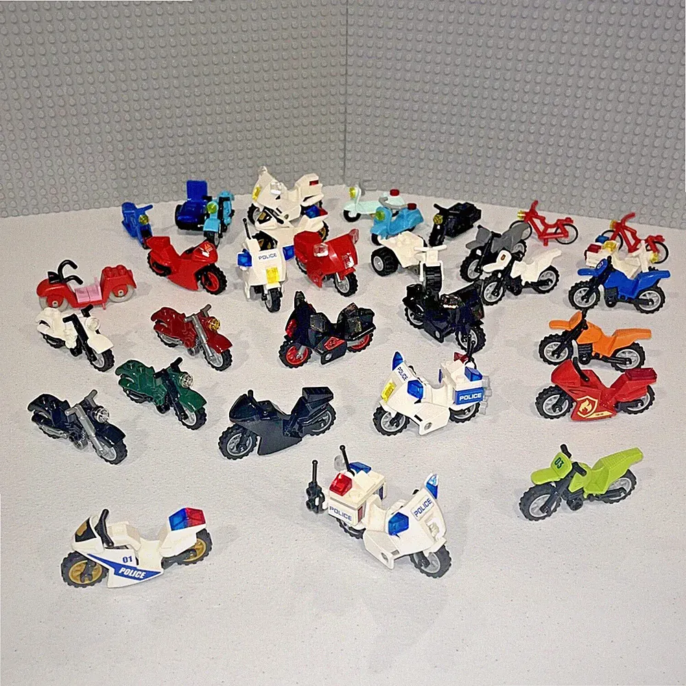 Lego Motorcycle for Minifigures: Police Dirt Bike Sport Cruiser ATVs Bicycles