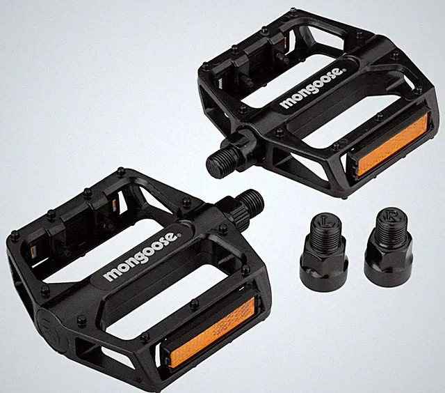 Mongoose Bike Pedals for Adult Mountain Bikes, 1/2" and 9/16" Adapters Includ...