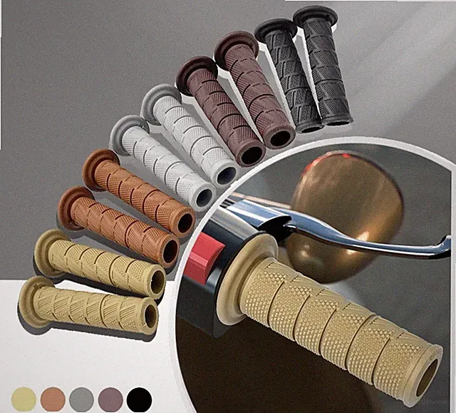 Motorcycle Rubber Grips 22mm Retro Handlebar for Cafe Racer Bike