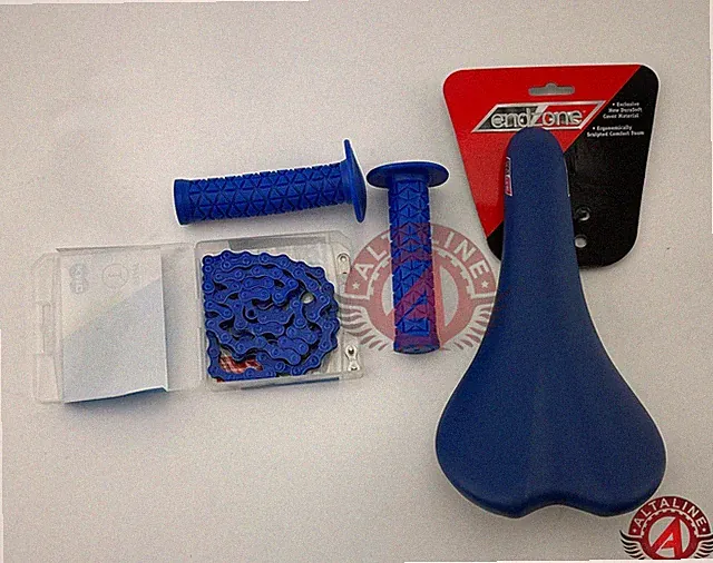 PACKAGE DEAL: BICYCLE SEAT GRIPS CHAIN BLUE BMX ROAD FIXIE MTB CYCLING BIKES.