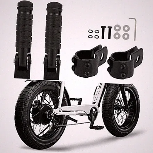 Passenger Foot Pegs M8 Foldable Footrest Rearsets 90 Degree E-bike Passenger