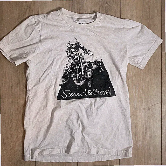 Seaweed & Gravel T Shirt Medium White Graphic Moto Dirt Bike USA Made Tee